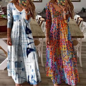 Women's Casual Sundress Boho Beach Slit Long Maxi Floral Summer Beach Dress