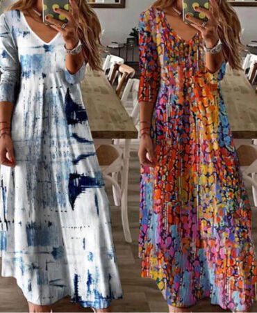 Women's Casual Sundress Boho Beach Slit Long Maxi Floral Summer Beach Dress