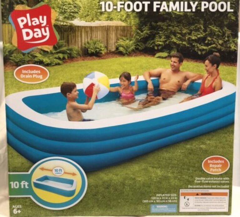 Play Day Inflatable 10' Foot Rectangular Family Pool 120"x 72"x 22" New In Box