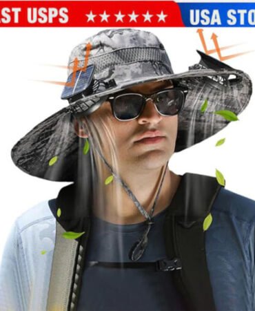 Wide Brim Solar Fan Outdoor Fishing Hat, Sunscreen Sun Hat with Fan