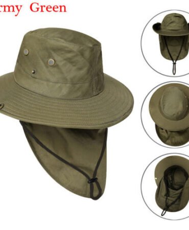 Wide Brim Sun Hat with Neck Flap UV Protection Hiking Fishing Cap for Men Women