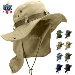 Men Women Summer Bucket Boonie Hat Neck Cover Flap Sun Wide Brim Outdoor Cap BH