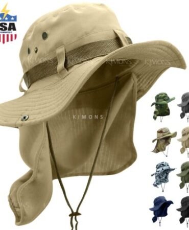 Men Women Summer Bucket Boonie Hat Neck Cover Flap Sun Wide Brim Outdoor Cap BH