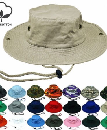 Unisex 100% Cotton Bucket Hat Fishing Camping Safari Boonie Sun Brim Summer Cap