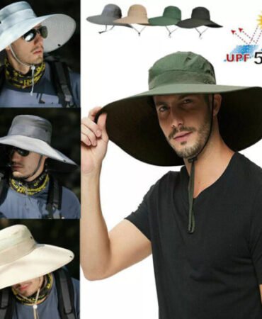 Wide Brim Sun Hat UV Protection Bucket Cap For Hiking Camping Fishing Safari Men