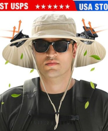 Wide Brim Solar Fan Outdoor Fishing Hat,Sunscreen Sun Hat with Fan - US