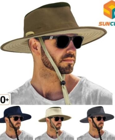 Men Wide Brim Sun Hat UV Protection Bucket Cap for Hiking Camping Fishing Safari