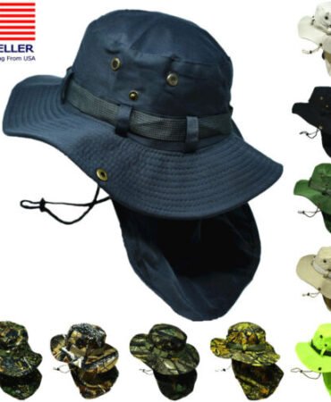 Mens Womens Summer Bucket Boonie Hat Neck Cover Flap Sun Wide Brim Outdoor Cap