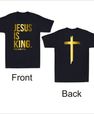 Jesus Is King Revelation 17:14 Bible Scripture Christian Faith Cross Men T-Shirt