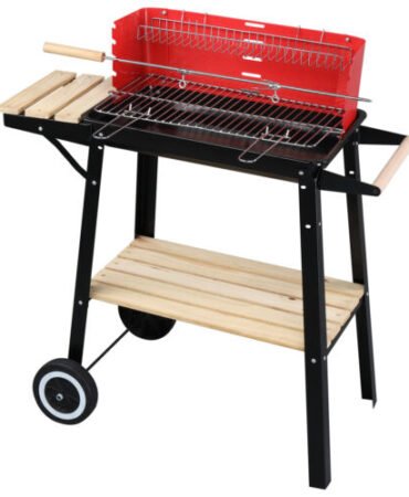Outdoor BBQ Grill Charcoal Barbecue Patio Backyard Meat Cooker with 2 Wheels