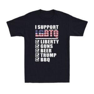 LGBT Liberty Guns Beer BBQ T-Shirt Funny US Flag Political Joke Men's T-Shirt