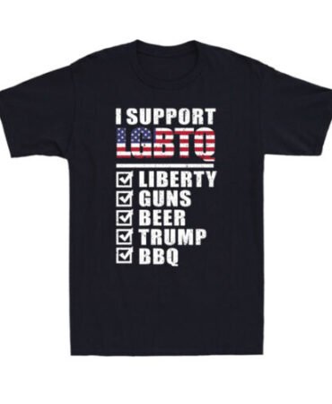 LGBT Liberty Guns Beer BBQ T-Shirt Funny US Flag Political Joke Men's T-Shirt