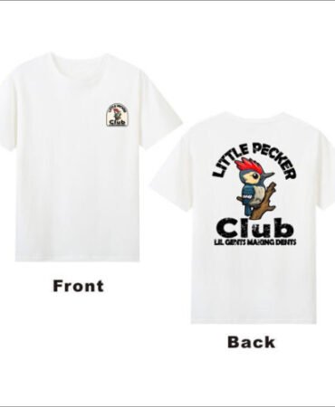 Little Pecker Club Lil Gents Making Dents Humor Birds Front & Back Retro T-Shirt