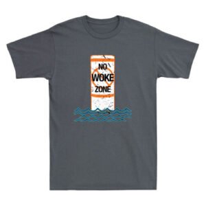 No Woke Zone Anti Democrat Liberal Leftist Funny Republican Retro Men's T-Shirt