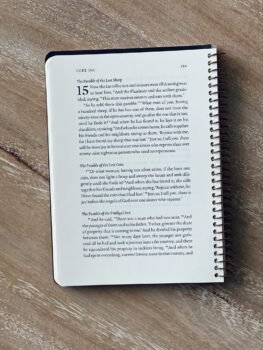 A book sitting on top of a wooden table