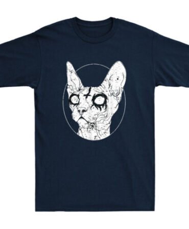 Black Metal Sphynx Cat I Goth and Death Metal Music Lover Vintage Men's T-Shirt