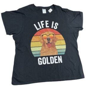 Life Is Golden T-Shirt Golden Retriever Dog Lovers Gift Women’s 3XL Funny New