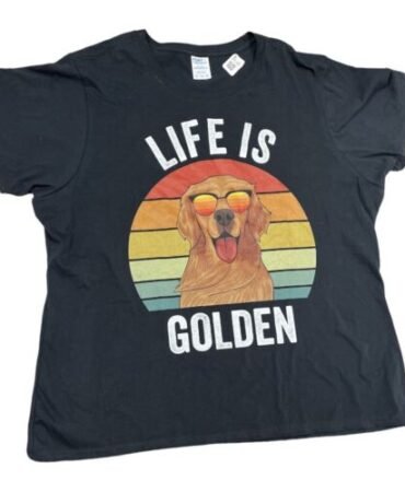 Life Is Golden T-Shirt Golden Retriever Dog Lovers Gift Women’s 3XL Funny New