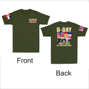 D-Day 80Th Anniversary Normandy Beach Landings 2024 Front&Back Retro Men T-Shirt