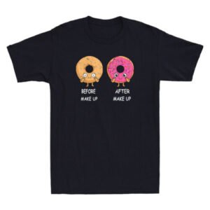 Before Make Up After Make Up Funny Donut Doughnut Meme Vintage Men's T-Shirt Tee