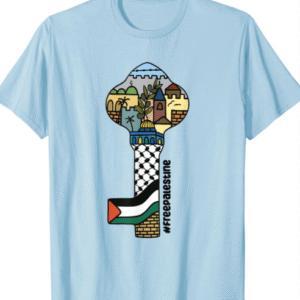 Freedom Palestine City Key T-Shirt LIGHT BLUE