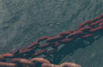 rusty chain on water