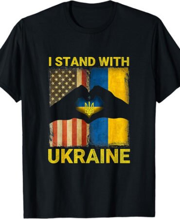 I Stand With Ukraine Flag Emblem Map Patriot Vintage Men's Short Sleeve T-Shirt