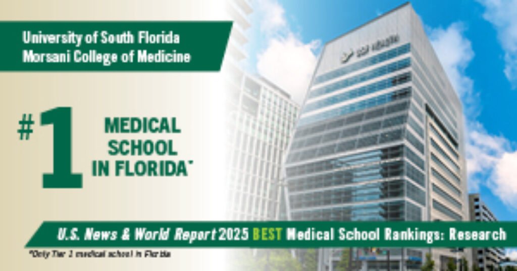 USF Health Morsani College of Medicine ranked No. 1 in the state, among nation’s top tier by U.S. News & World Report