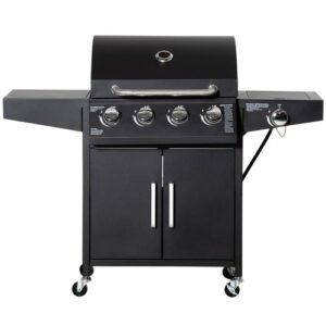 BBQ Grill 4 Burner with Side Burner LP Propane Gas Barbeque Grill in Blue
