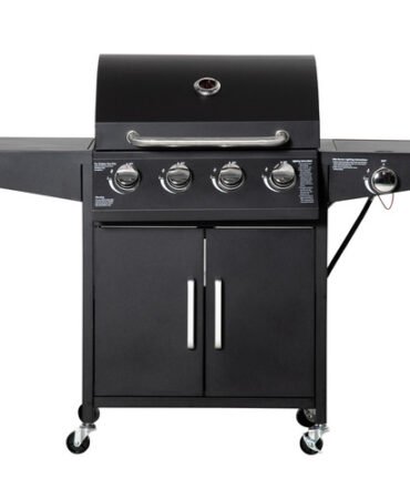 BBQ Grill 4 Burner with Side Burner LP Propane Gas Barbeque Grill in Blue