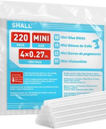 SHALL 220 PCS 7MM/11MM Clear Glue Sticks Hot Melt for Arts Craft DIY Kit Set