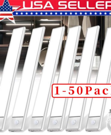 LED Motion Sensor Under Cabinet Closet Light USB Rechargeable Kitchen Lamp Strip