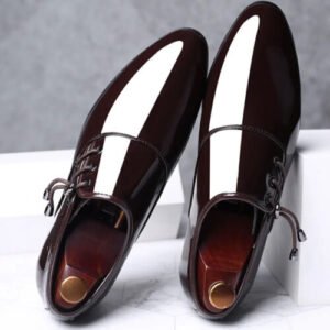 Male Trending Italian Patent Leather Shoes Business Lace Up Oxfords Footwear