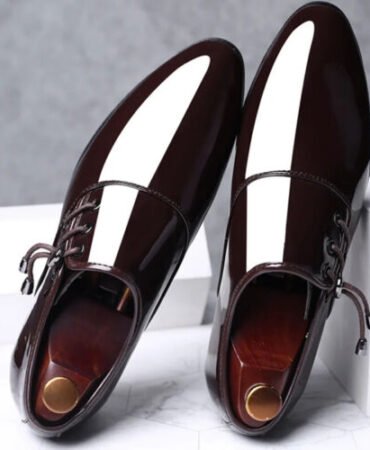 Male Trending Italian Patent Leather Shoes Business Lace Up Oxfords Footwear