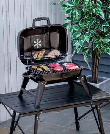 Portable Tabletop Charcoal Grill BBQ Camping Picnic Cooker Air Vent Outdoor
