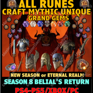 DIABLO 4 IV✨ALL RUNES✨RUNE SEASON BELIAL'S RETURN✴️RUNEWORDS✅PC PS XBOX✨SEASON 8