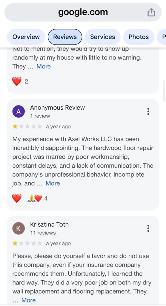 axelworks.com bad service reviews