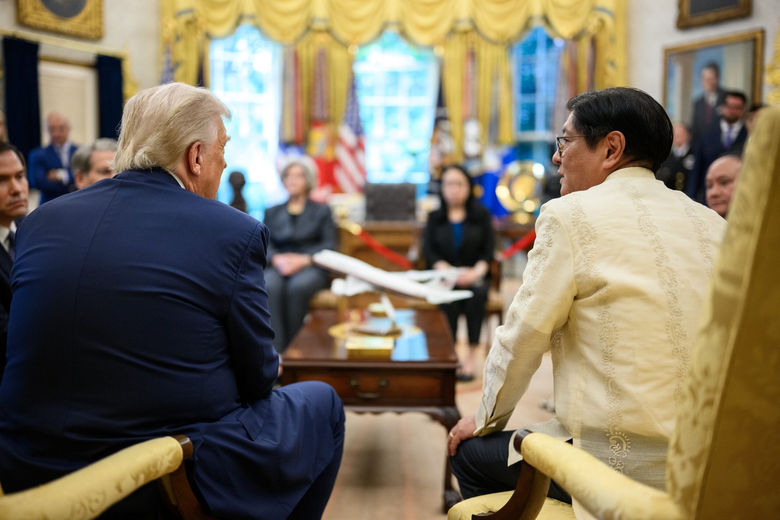 President Donald Trump and President Ferdinand Marcos Jr. of the Philippines participate in ...