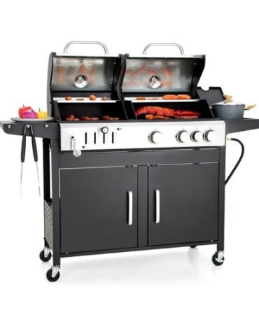GAS CHARCOAL OUTDOOR GRILL BBQ Combo Dual Fuel Propane Stainless Steel