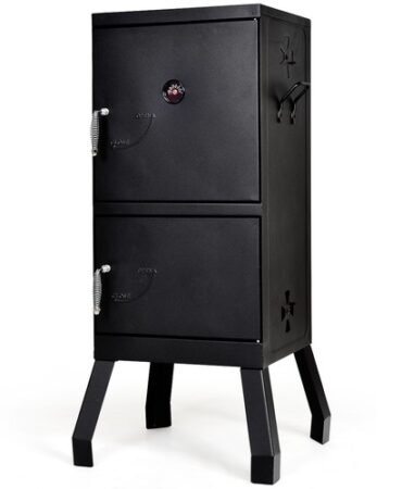 Vertical Charcoal Smoker BBQ Barbecue Grill w/ Temperature Gauge Outdoor Black