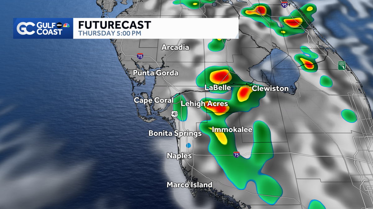 Scattered inland storms for Southwest Florida Thursday