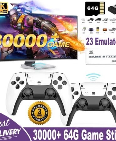 4K HDMI TV Game Stick Built-in 64GB 30000+ Video Games Console Wireless Gamepad