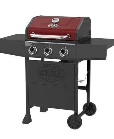 Outdoor BBQ Expert Grill 3 Burner Propane Gas Grill in Red