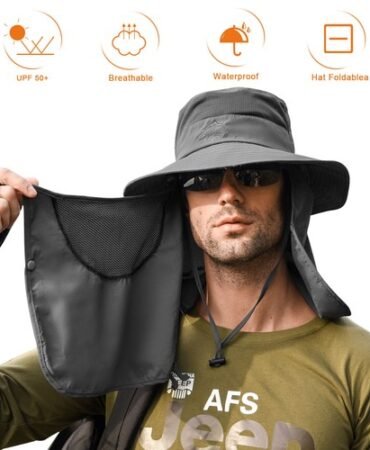 Wide Brim Sun Hat UV Protection Bucket Cap For Hiking Camping Fishing Safari Men