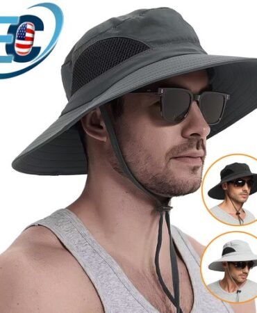 Men Women Wide Brim Sun Hat UV Protection Bucket Cap For Hiking Camping Fishing