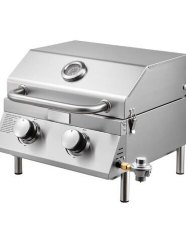 Uimoso Tabletop Gas Grill 2-Burner Portable Propane Grill Stainless Outdoor