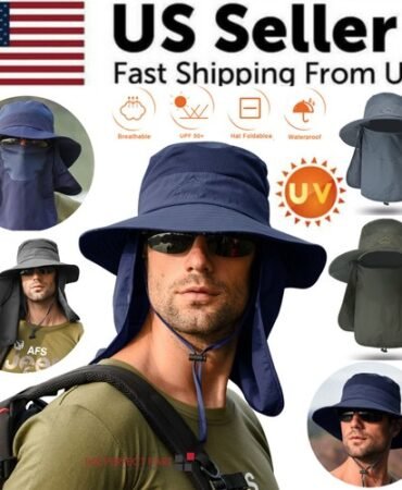Wide Brim Sun Hat UV Protection Bucket Cap For Hiking Camping Fishing Safari Men