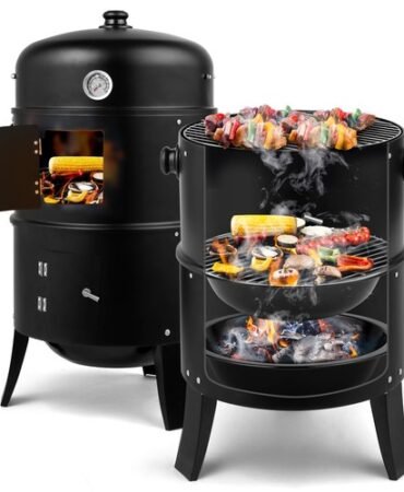 Charcoal Smoker BBQ Grill 3in1 Outdoor Vertical Smokers Portable Meat Cooker