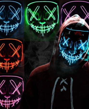 Costume Halloween Face Mask LED Light Up 3 Modes Cosplay Clubbing Party Purge