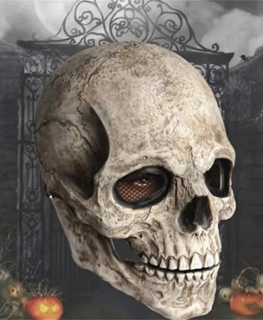 Halloween Skull Mask Full Head Skull Mask with Movable Jaw, For Halloween Party